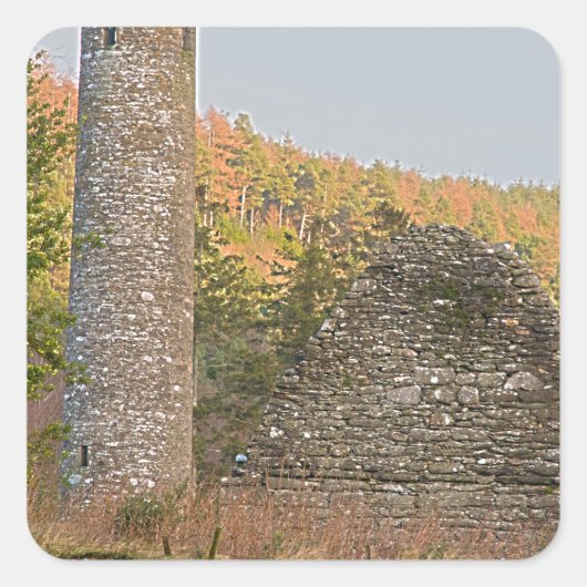 Irish Round Towers Quadratischer Aufkleber (Vorderseite)