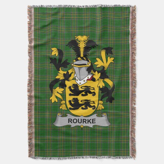Irish Rourke oder O_Rourke Coat of Arms Family Cre Decke (Vorderseite Vertikal)