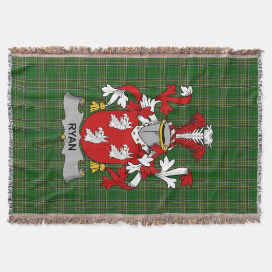 Irish Ryan oder O_Mulrian Coat of Arms Familienwap Decke (Vorderseite)