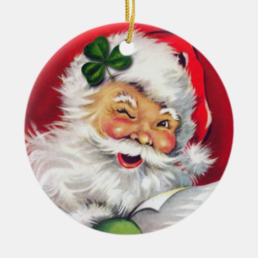 Irish Santa Christmas Ornament, Irish Christmas Keramik Ornament (Vorne)