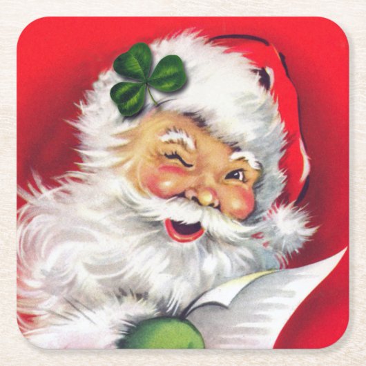 Irish Santa, Irish Christmas, Irland, Rechteckiger Pappuntersetzer (Vorderseite)