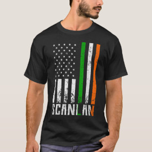 Irish SCANLAN Family American Flag Ireland Flag T-Shirt
