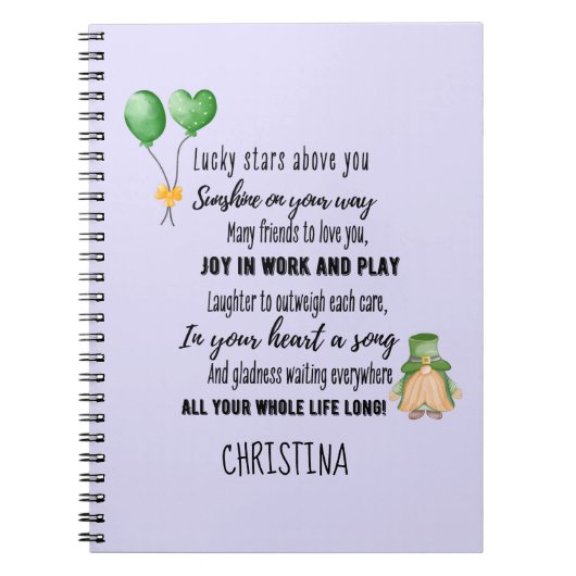 Irish Segen für Godtochter Teen oder Kind mit Name Notizblock (Vorderseite)