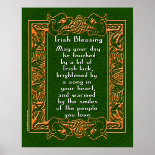 Irish Segen mit keltischem Schriftart und Hintergr Poster