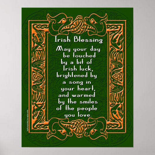 Irish Segen mit keltischem Schriftart und Hintergr Poster (Vorne)