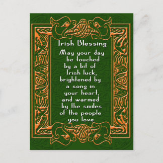 Irish Segen mit keltischem Schriftart und Hintergr Postkarte