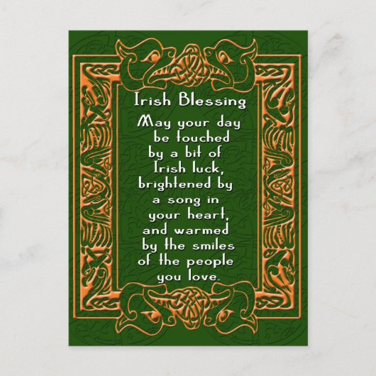 Irish Segen mit keltischem Schriftart und Hintergr Postkarte (Vorderseite)