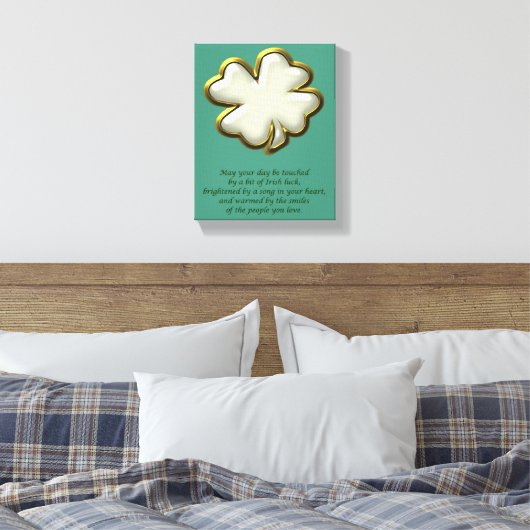 Irish Segen mit Kleeblatt St. Patrick's Day Leinwanddruck (Insitu (Schlafzimmer))