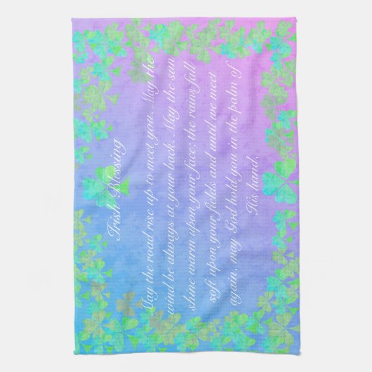 Irish Segen "Möge der Weg zu einem Treffen aufstei Geschirrtuch (Vertikal)