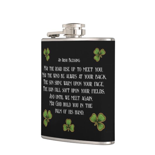 Irish Segen und Kleeblätter Schwarz und Grün Flachmann (Links)