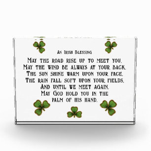 Irish Segen und Kleeblätter Schwarz und Grün Fotoblock