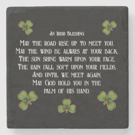 Irish Segen und Kleeblätter Schwarz und Grün Steinuntersetzer