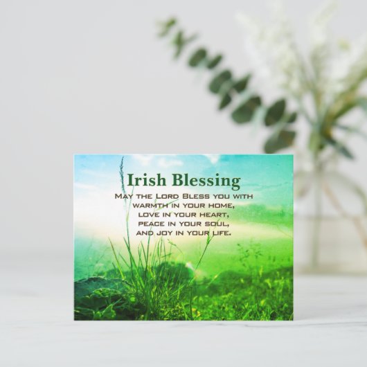 Irish Segen, Warmherzigkeit in Ihrer Zuhause, Postkarte (Stehend Vorderseite)