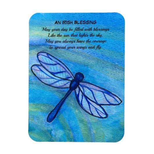 Irish Sessing Brave Blue Dragonfly Inspiration Magnet (Vertikal)