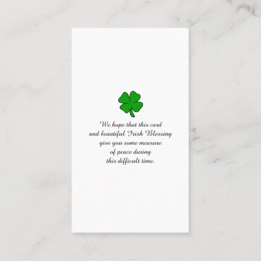 Irish Sessing Celebration of Life Memorial Card Visitenkarte (Rückseite)