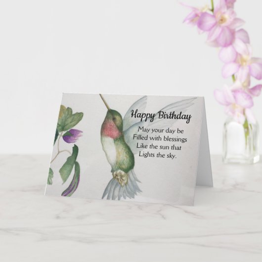 Irish Sessing Happy Birthday Courage Hummingbird Karte (Orchidee)