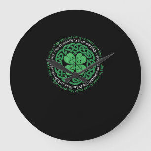Irish Sessing, keltischer Knoten und 4-Leaf Clover Große Wanduhr