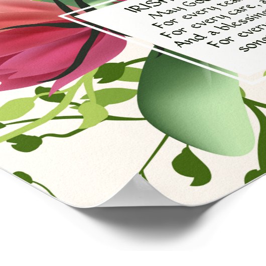 Irish Sessing Red Pink Green Cloud Floral Poster (Ecke)