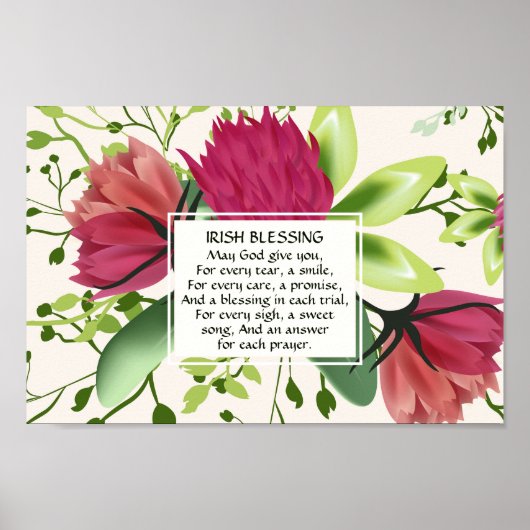 Irish Sessing Red Pink Green Cloud Floral Poster (Vorne)