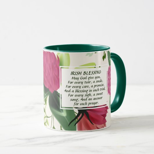 Irish Sessing Red Pink Green Cloud Floral Tasse (VorderseiteRechts)