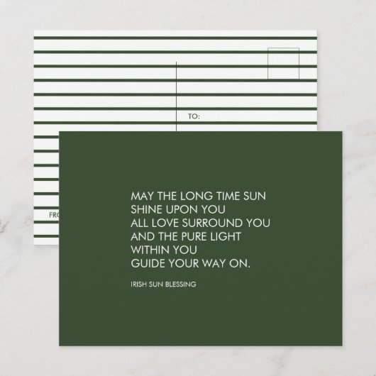 Irish Sessing Sage Green Stripe St Patricks Day Postkarte (Vorne/Hinten)