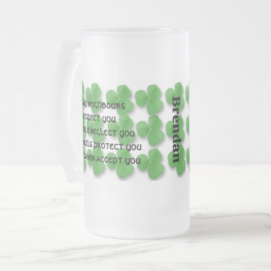 Irish Sessing Tasse-May-Nachbarn respektieren Sie Mattglas Bierglas (Vorderseite Links)