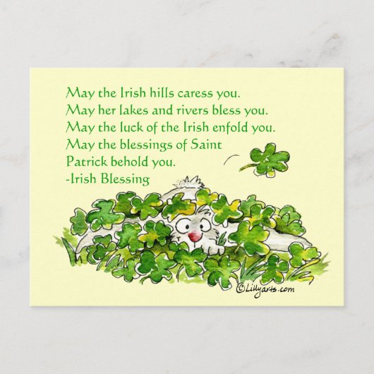 Irish Sessings Cartoon Rabbit Kleeblatts Postcard Postkarte (Vorderseite)