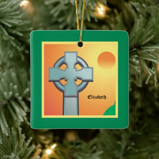 Irish Sessings Cross Personalisiert Keramikornament (Baum)