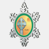 Irish Sessings Cross Personalisiert Schneeflocken Zinn-Ornament (Rechts)