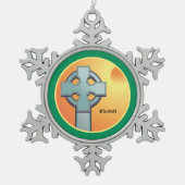 Irish Sessings Cross Personalisiert Schneeflocken Zinn-Ornament (Vorderseite)