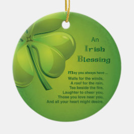 Irish Sessings Green Kleeblatt, keltisch Keramik Ornament