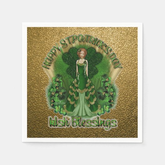 Irish Sessings St Patrick's Day Gold Napkins Serviette (Vorderseite)