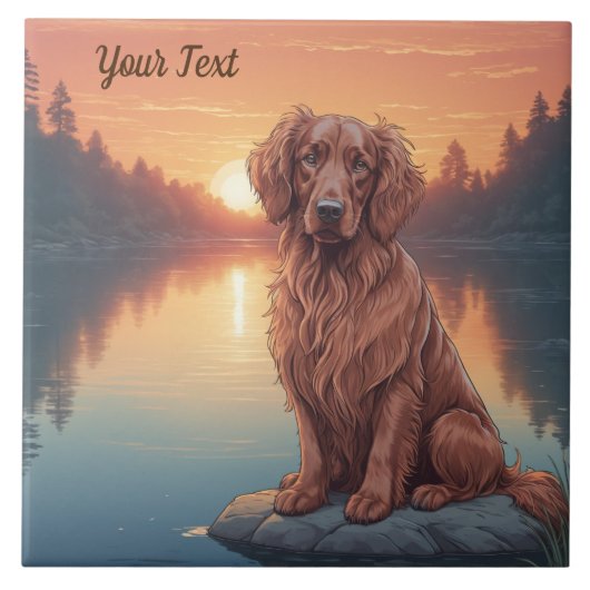 Irish Setter am See Fliese (Vorderseite)