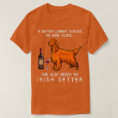 Irish Setter and wine Funny dog T-Shirt (Design vorne)