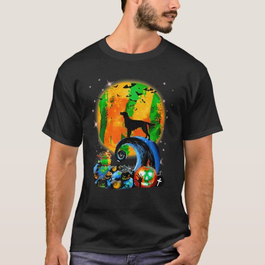 Irish Setter and Yellow Moon Halloween Funny Dog L T-Shirt (Vorderseite)