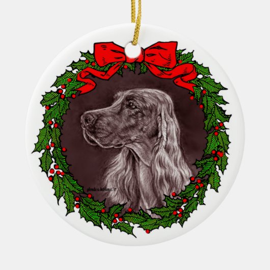 Irish Setter Art von Glenda S. Harlan Keramik Ornament (Vorne)
