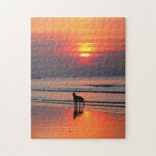 Irish Setter bei Sunset am Irish Sea Puzzle (Vertikal)