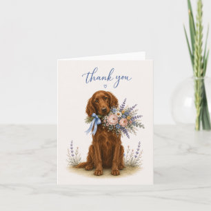 Irish Setter Blumenstrauß Dankeschön Dankeskarte