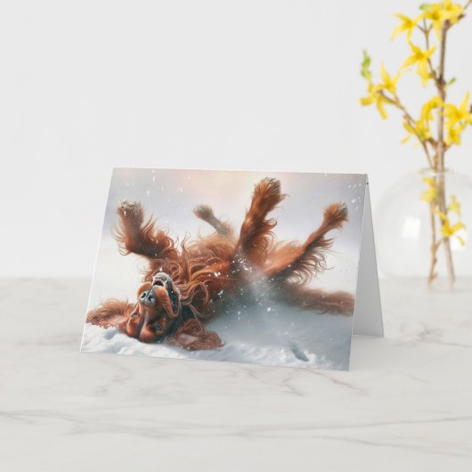 Irish Setter Christmas Fun Karte (Gelbe Blume)