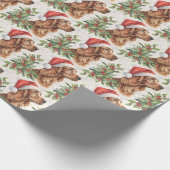 Irish Setter Christmas Holly Watercolor Geschenkpapier (Ecke)