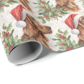 Irish Setter Christmas Holly Watercolor Geschenkpapier (Rolleneckpunkt)