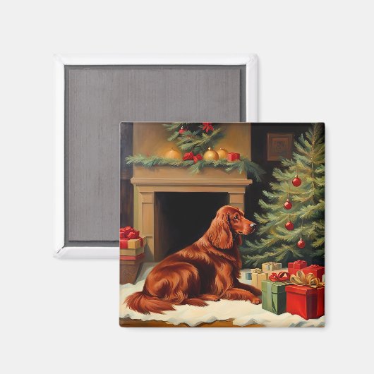 Irish Setter Christmas Magnet (Vorderseite/Rückseite)