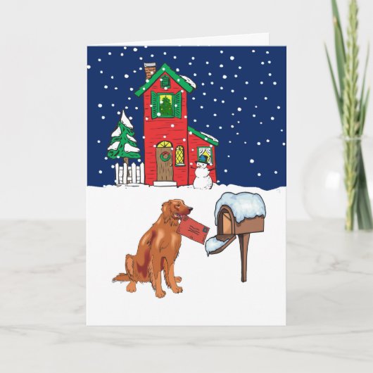 Irish Setter Christmas Mail Feiertagskarte (Vorderseite)