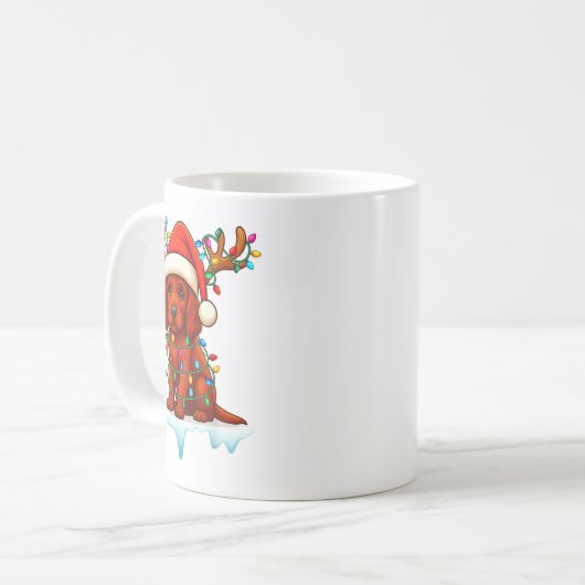 Irish Setter Christmas Santa Hat Reindeer Lights P Kaffeetasse (Vorderseite Links)