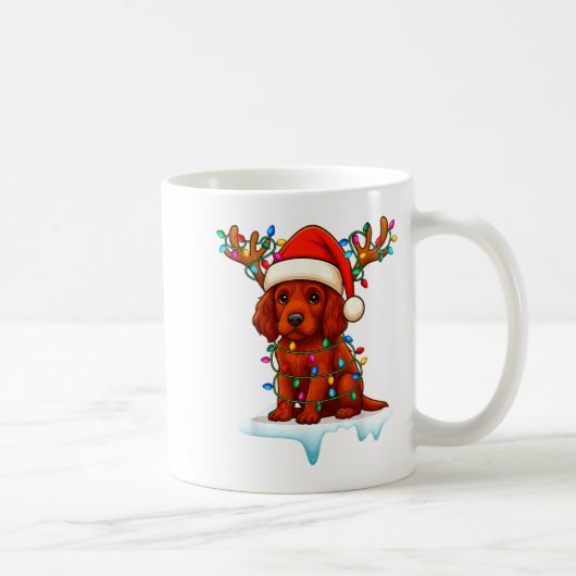 Irish Setter Christmas Santa Hat Reindeer Lights P Kaffeetasse (Rechts)
