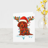 Irish Setter Christmas Santa Hat Reindeer Lights P Karte (Gelbe Blume)