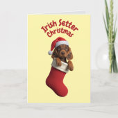 Irish Setter Christmas Strumpf Karte (Vorderseite)