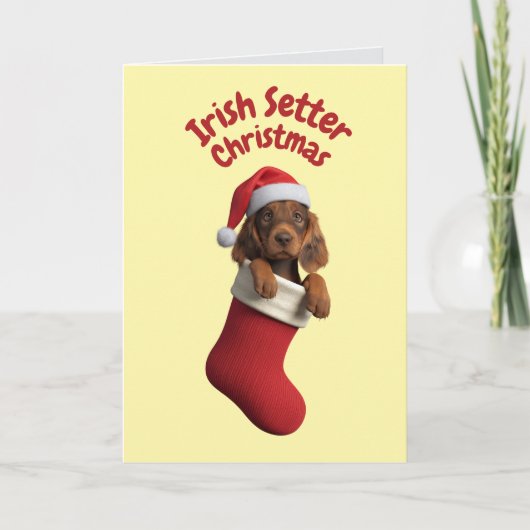 Irish Setter Christmas Strumpf Karte (Vorderseite)