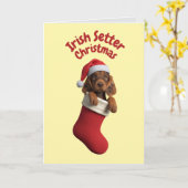 Irish Setter Christmas Strumpf Karte (Gelbe Blume)