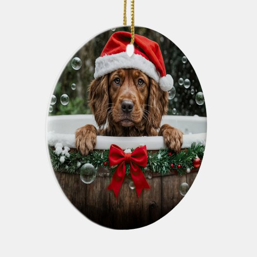 Irish Setter Cute Christmas Holiday Bubble Bath Keramik Ornament (Rechts)